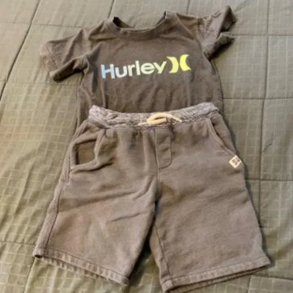 Boys Hurley top and Carters Pull on shorts