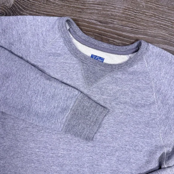 J Crew Vintage Fleece Sweatshirt Mens Large Gray Raglan Crewneck Pullover