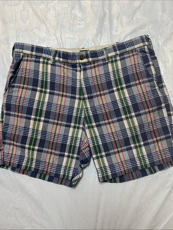 J Crew 7” Plaid 100% Cotton Shorts Preppy Size 38