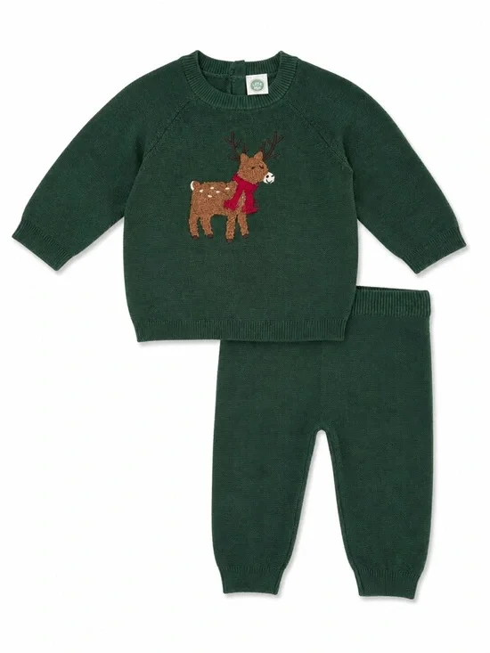 New - Little Me 2-Piece Holiday Reindeer Knit Set