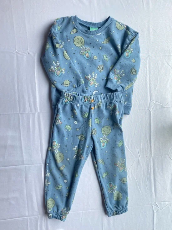 Disney Toddler 24m Buzz Lightyear Toy Story Matching Comfy Sweat Set Blue