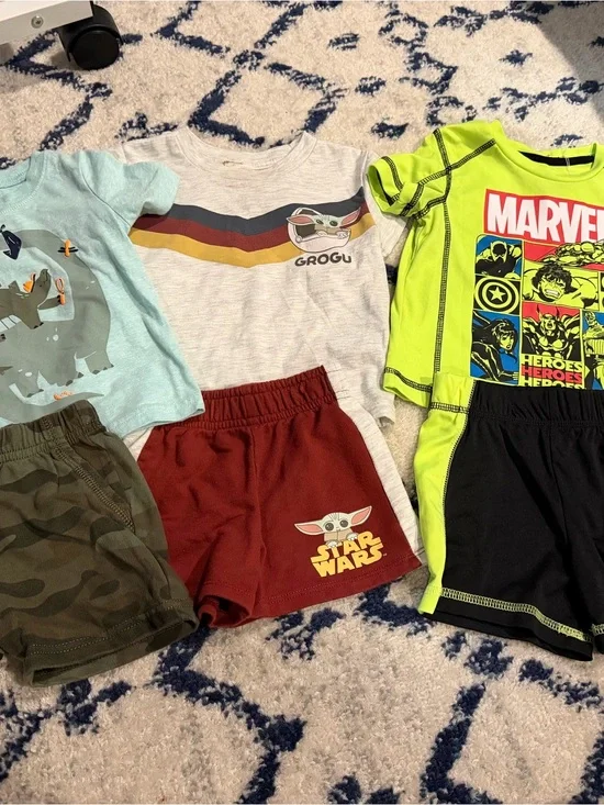 3 matching 12M Marvel and Star Wars and Dinosaur Clothing Lot