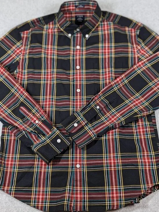 J Crew Shirt Men's Large Slim Untucked Holiday Tartan Casual Button Down