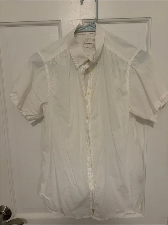 J. Crew White Short-Sleeve Button-Down Shirt