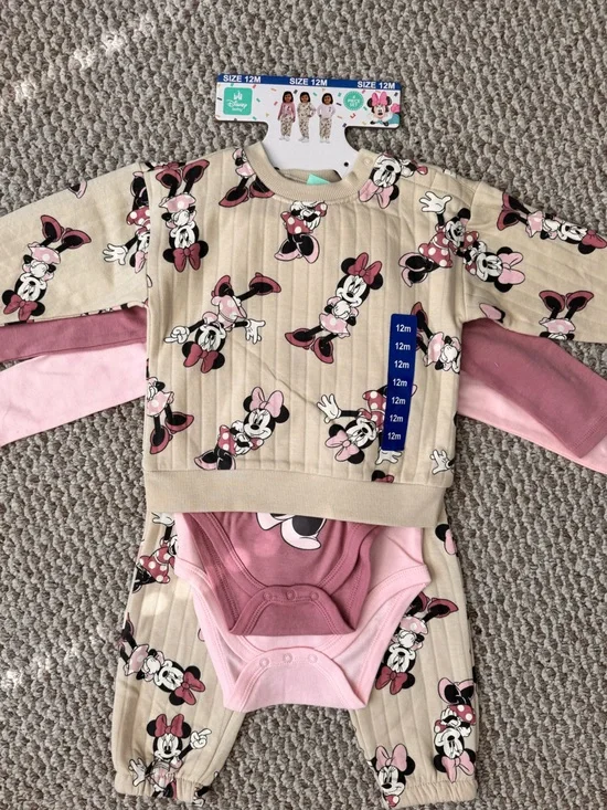 Disney Minnie Mouse Cream and Pink Girls Pajama Set