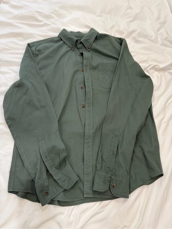J. Crew Large - Classic Button-Down Corduroy Shirt in Forest Green