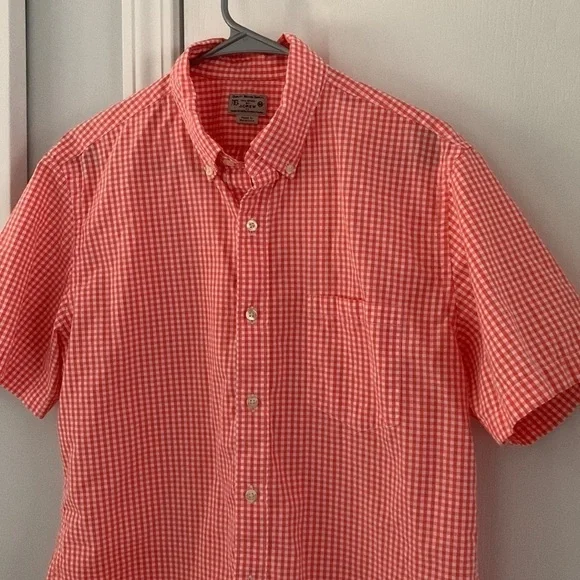 J. Crew Tailored Orange Plaid Button-Down‎ Shirt size medium short sleeves