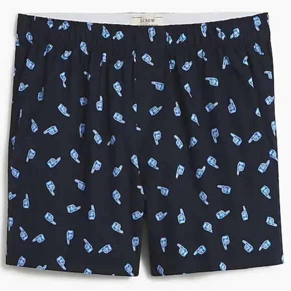 J Crew Men's Boxers Shorts  Number One Dad Allover Print 100% Cotton Navy‎ Large