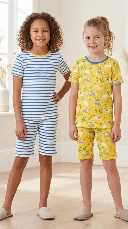 NWT❤️Mini Boden Kids' 2-Pack Two-Piece Fitted/resistant Short Pajamas sz10