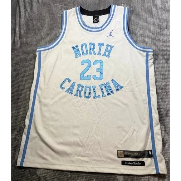 Jordan North Carolina Michael Jordan 23 Jersey Mens XL White Blue Stitched Nike