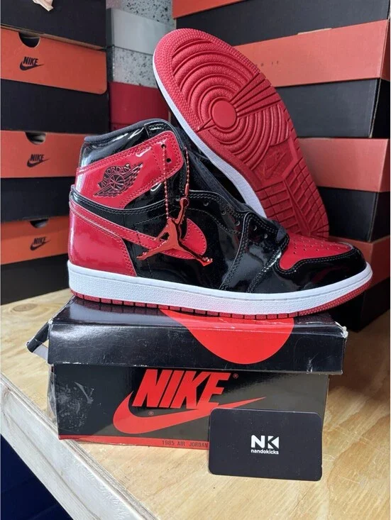 Nike Air Jordan 1 Retro High OG Patent Bred 555088-063 Size 8.5M