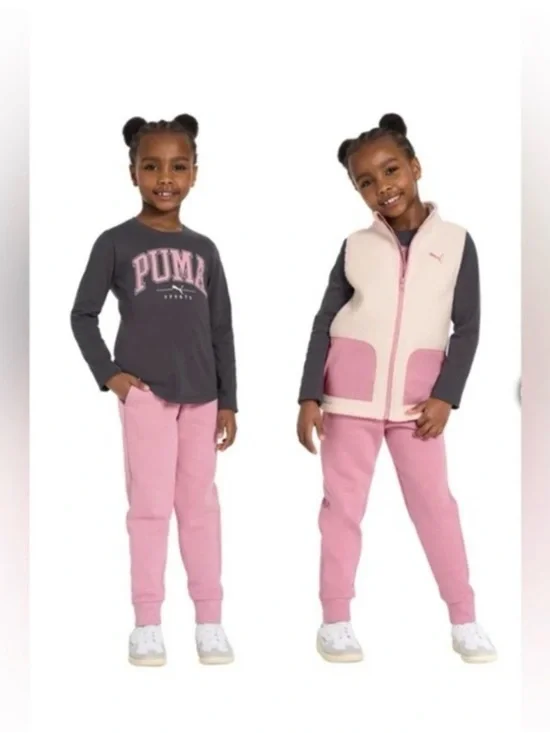 NWT PUMA 3PC Kids' Pink Jogger Set