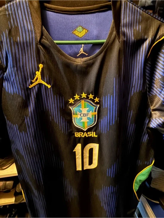 Jordan x Brazil Neymar # 10 soccer Jersey in Black and Blue