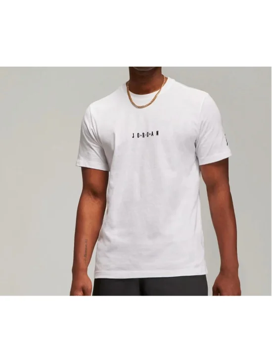 Men's Jordan White Short Sleeve Tee with Black Logo Size L