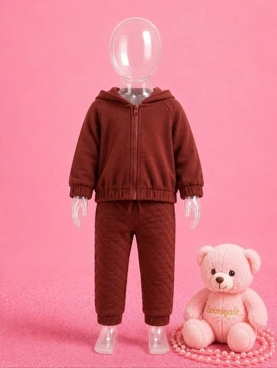 Garanimals Maroon Hooded Jacket & Quilted Jogger Set 12M Baby Unisex 2 Piece