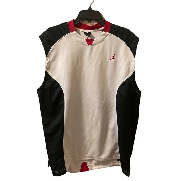 VTG‎ Jordan Workout Tank Red Black White Nike Sz XL Jumpman Embroidered