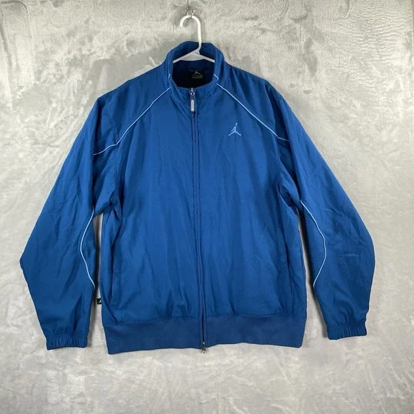 Air Jordan Jacket Mens Medium Mesh Lined Windbreaker Full Zip Activewear Blue