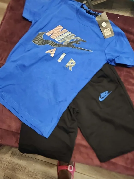 Nike Royal Blue T-Shirt and Black Athletic Shorts Set