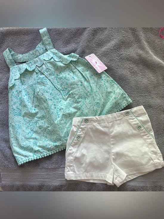 NWT Girls Tommy Bahama Sea Animals Shirt and Shorts Set