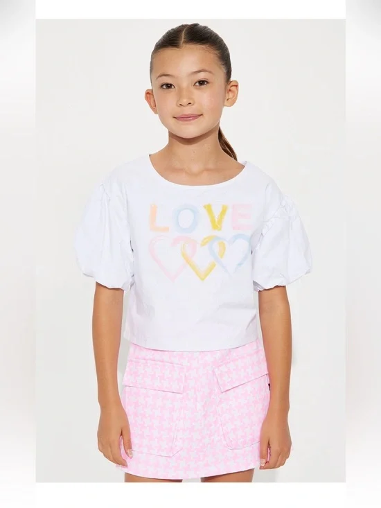 Girls' White 'LOVE' top & shorts