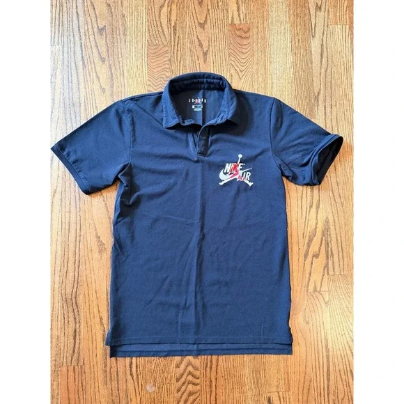 Vintage Jordan Nike Air Polo Shirt Embroidered‎ Logo Black Men's Small S Retro