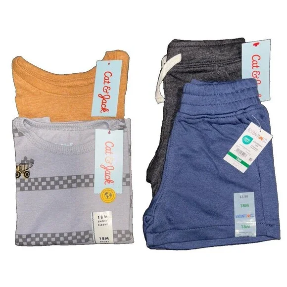 Cat & Jack Boy’s 18M Summer 4pc Clothing Lot NWT Tees Shorts