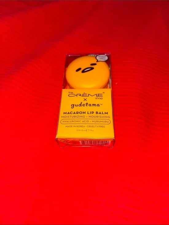 The Crème Shop x Gudetama Macaron Lip Balm - Yellow Moisturizing Gloss NIB