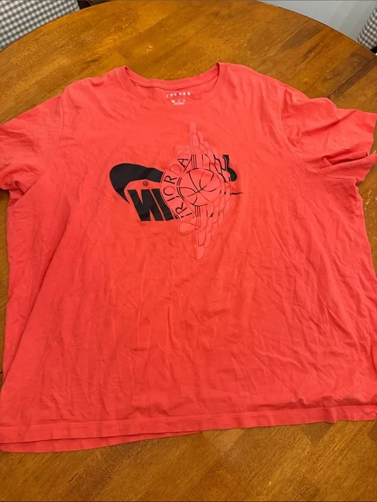 Jordan Coral-Red Short Sleeve Crewneck T-Shirt with Black Logo xxxl