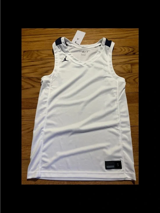 Nike Jordan Stock Overtime Basketball Jersey White/Blue men’s sz small new