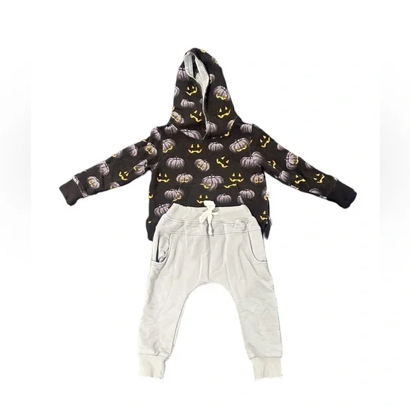 Kids Pumpkin Hoodie Pants Set