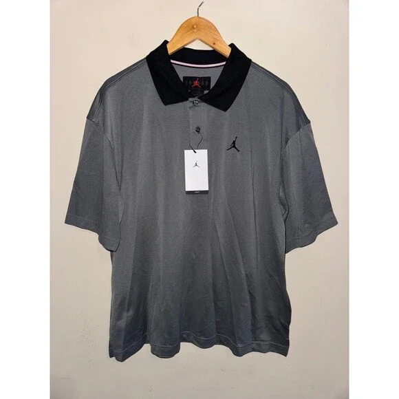 Nike Air Jordan Brooklyn Polo Loose Fit Grey Black Men's Size Medium IB1041-068