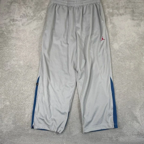Jordan Basketball Pants Mens 2XL Gray Blue Y2K Mesh Embroidered Jumpman Baggy