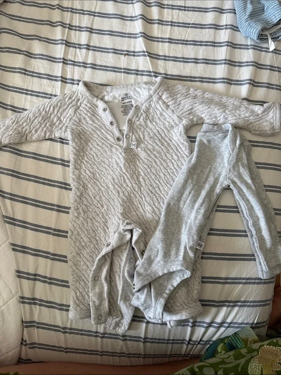 100% Organic Cotton Quilted Baby Set in Light Gray