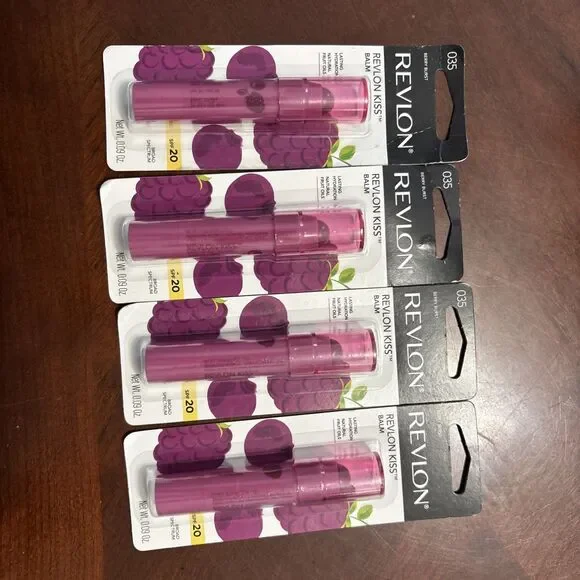 REVLON Kiss Lip Balm SPF 20 Lasting Hydration - 035 BERRY BURST- NEW Set Of 4