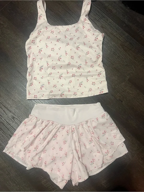 all in motion Pink Floral Tank & Skirted Shorts Matching Set