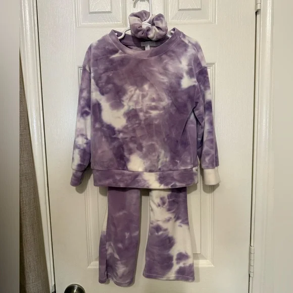 Purple Tie-Dye Lounge Set with Scrunchie
