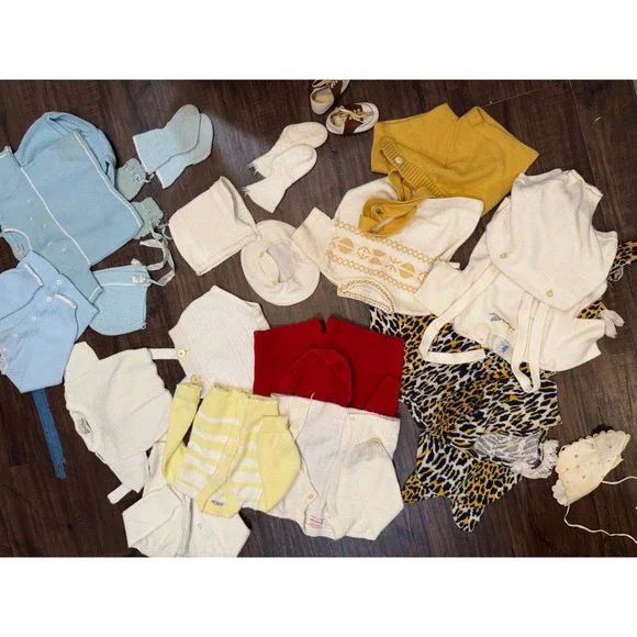 Vintage Baby Toddler Knit Clothing‎ Lot 1950s 1960s Rompers Cardigans