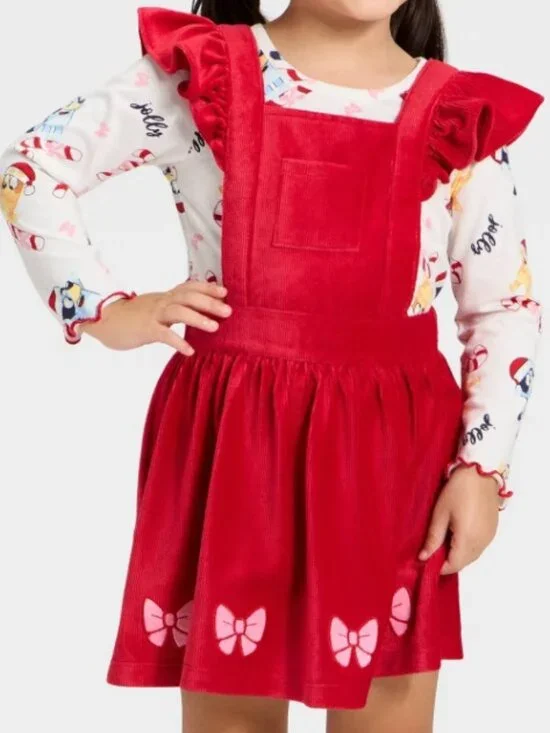 Toddler Girls' 2pc Bluey Christmas Long Sleeve T-Shirt and Dress Set
