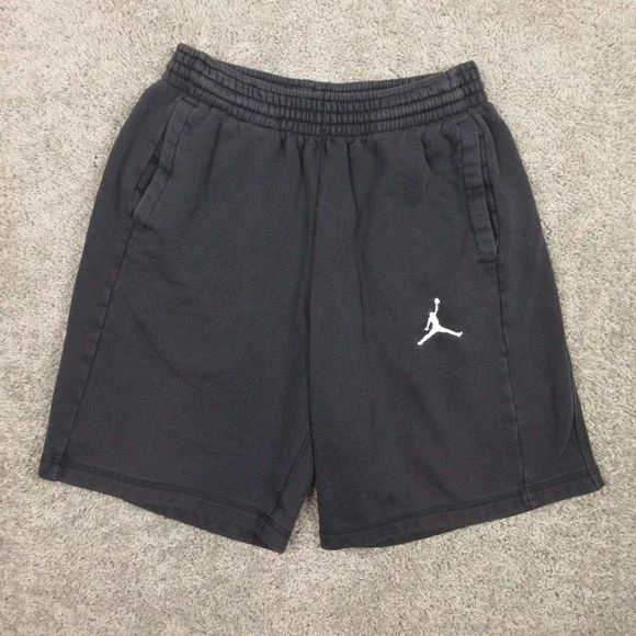 Jordan Shorts Mens Large Black Sweat Fleece Jump Man Logo Basketball Casual 9