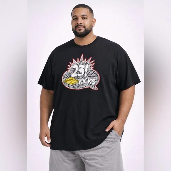 Jordan 23 Kicks Graphic Tee men’s plus size 3XL Black Jumpman Streetwear(A443)✨