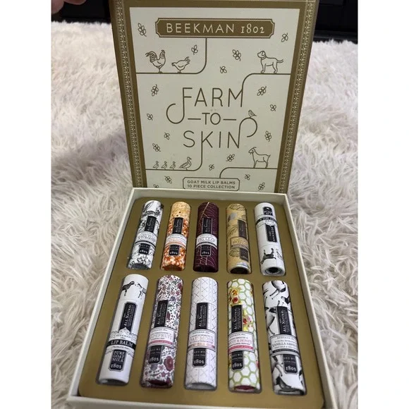 Beekman 1802 Farm to Skin Goat Milk Lip Balms 10 Piece Collection Set NEW In BOX