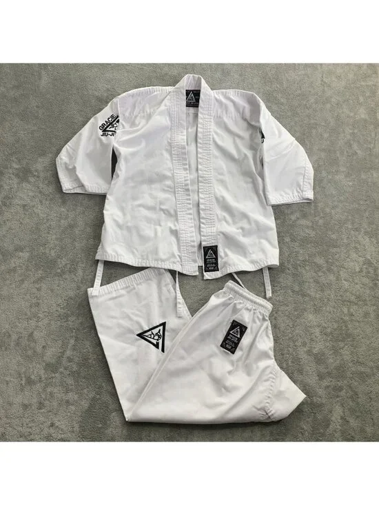 Gracie Jiu-Jitsu Classic Gi Size 00/120 (Kids 4-7) White BJJ MMA Kimono Training