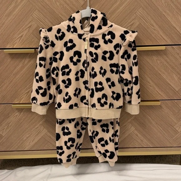 Little Me Black and Tan Leopard Hoodie