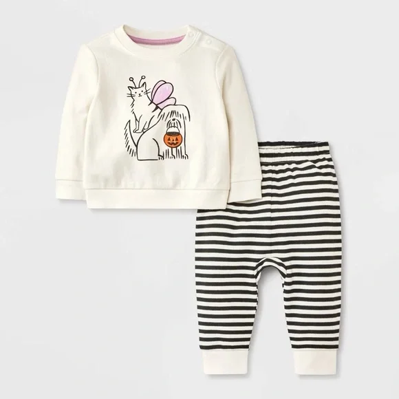 2pc nwt Halloween Dog & Cat Trick-Or-Treating French Terry & Jogger Pants Set