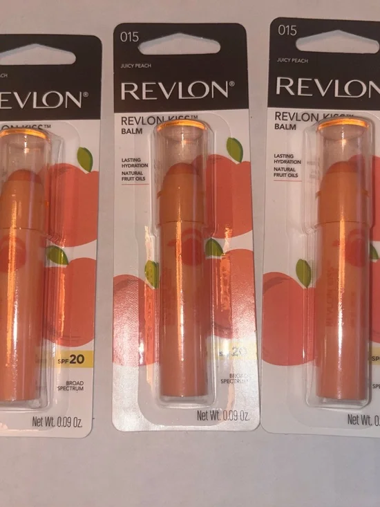LOT 3  Revlon Kiss Lip Balm SPF 20  Juicy Peach 015 NEW SEALED beeswax