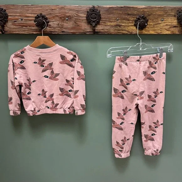 Zara Kids Pink Tiger Print Sweatshirt and Ribbed Leggings Set Size 5-6 Years