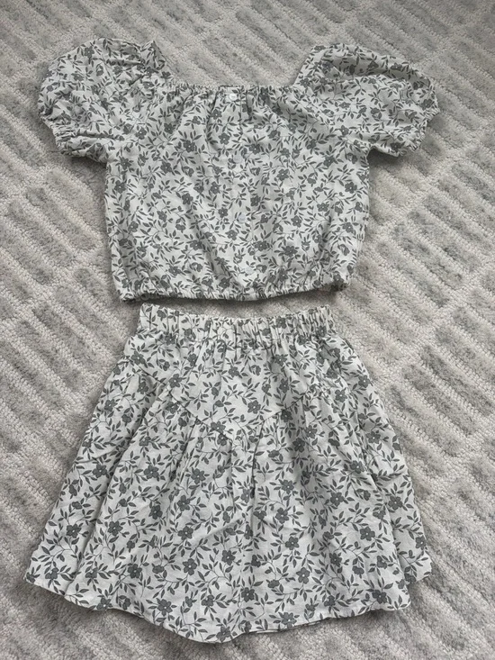 Girls Rylee & Cru Floral Two-Piece Top & Skirt Set