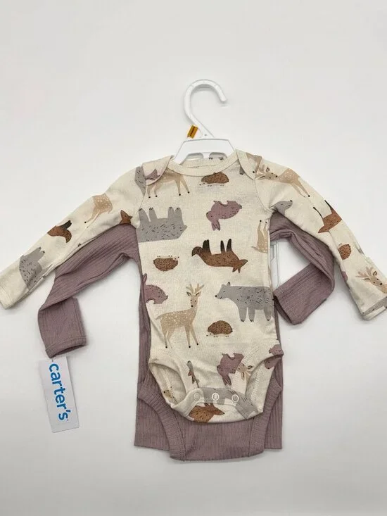 Carter's Girls Newborn Animal Themed Long Sleeve Bodysuit Outfit Set