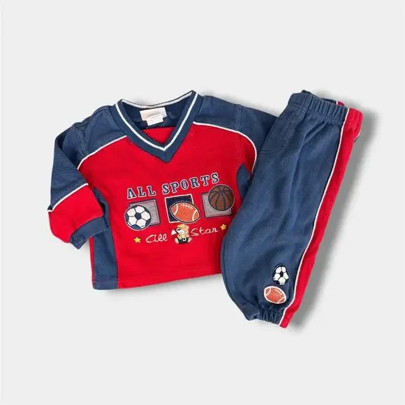 Vintage B.T. Kids All Sports All Star Bear Sweatsuit Outfit 12 Months