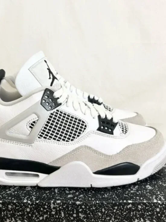 Air Jordan 4 Military Black Retro Mens White Sneakers